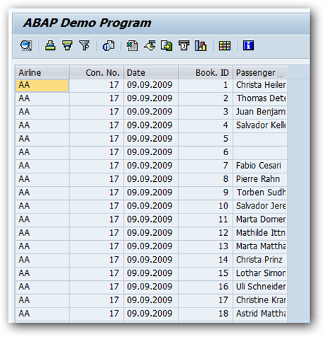 Example syntax alv grid list