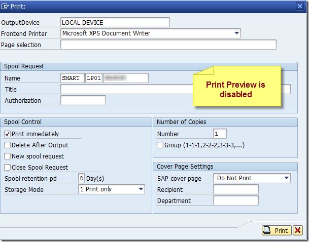 Smartform : Disable Print Preview Button - SAPHub